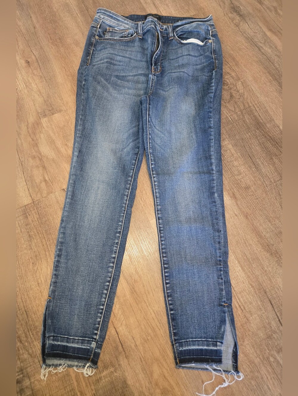 Judy Blue Jeans Womens 11/30 Blue Skinny Fit Split Ankle Distressed